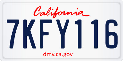 CA license plate 7KFY116