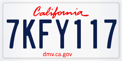 CA license plate 7KFY117