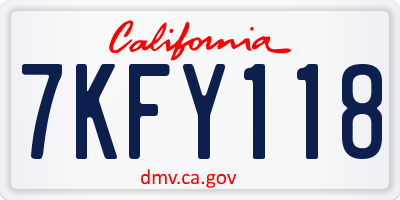 CA license plate 7KFY118