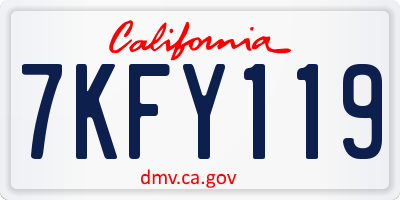 CA license plate 7KFY119