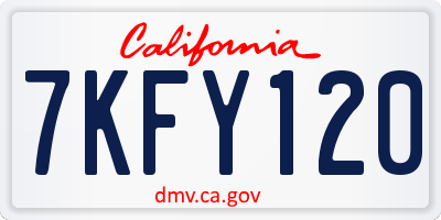 CA license plate 7KFY120