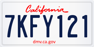 CA license plate 7KFY121