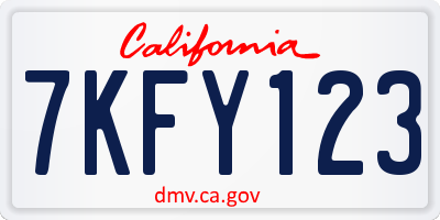 CA license plate 7KFY123