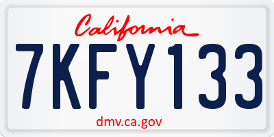 CA license plate 7KFY133