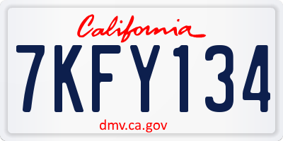 CA license plate 7KFY134