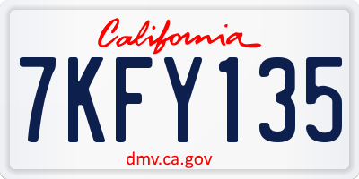 CA license plate 7KFY135