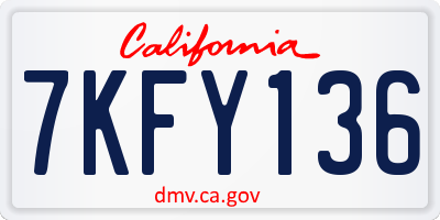 CA license plate 7KFY136
