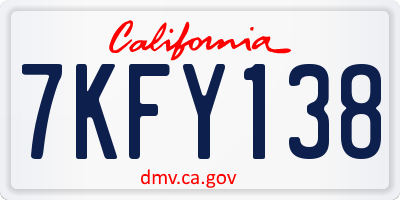 CA license plate 7KFY138