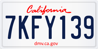CA license plate 7KFY139