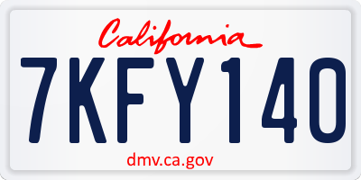 CA license plate 7KFY140