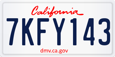 CA license plate 7KFY143