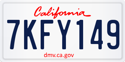 CA license plate 7KFY149