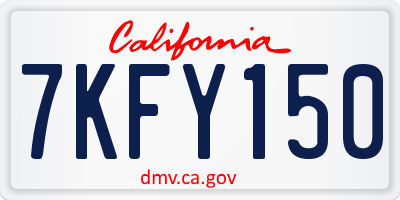 CA license plate 7KFY150