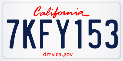 CA license plate 7KFY153