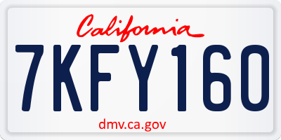 CA license plate 7KFY160