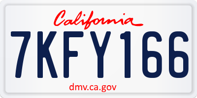 CA license plate 7KFY166