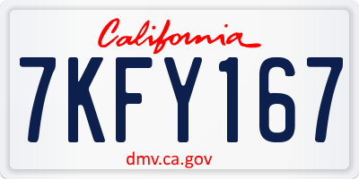 CA license plate 7KFY167