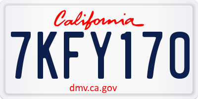 CA license plate 7KFY170