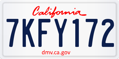 CA license plate 7KFY172