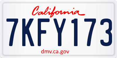 CA license plate 7KFY173