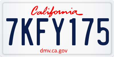 CA license plate 7KFY175