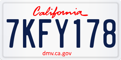 CA license plate 7KFY178