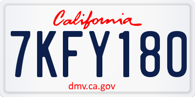 CA license plate 7KFY180