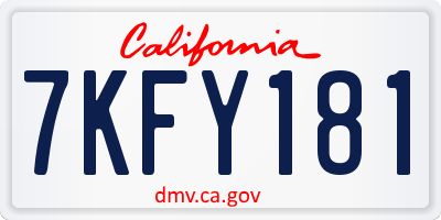 CA license plate 7KFY181
