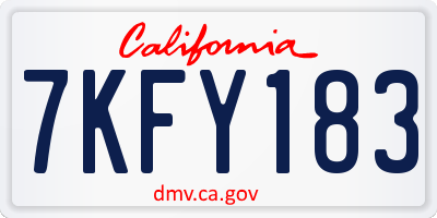 CA license plate 7KFY183