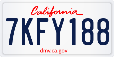 CA license plate 7KFY188