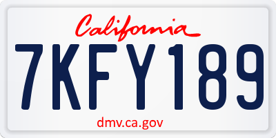 CA license plate 7KFY189
