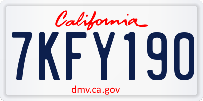 CA license plate 7KFY190