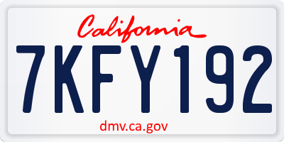 CA license plate 7KFY192