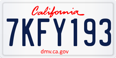 CA license plate 7KFY193