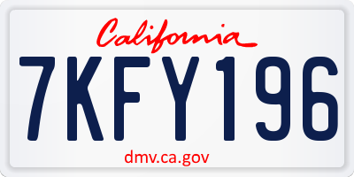 CA license plate 7KFY196
