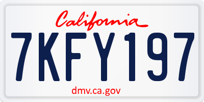 CA license plate 7KFY197