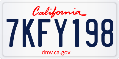 CA license plate 7KFY198