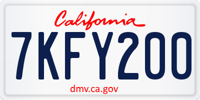 CA license plate 7KFY200