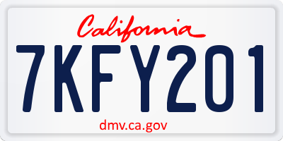 CA license plate 7KFY201