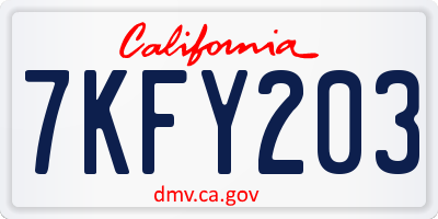 CA license plate 7KFY203