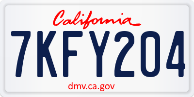 CA license plate 7KFY204