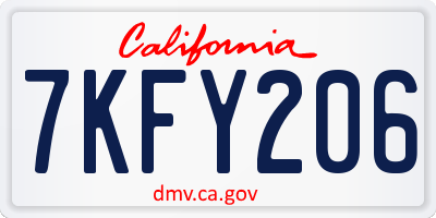 CA license plate 7KFY206