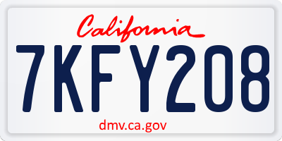 CA license plate 7KFY208