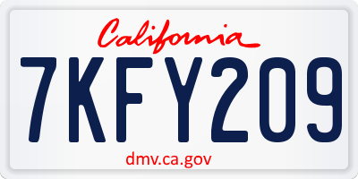 CA license plate 7KFY209