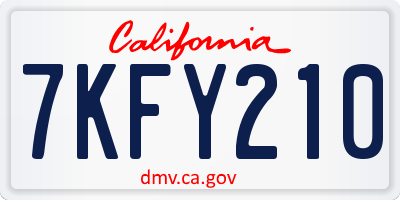 CA license plate 7KFY210