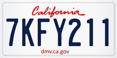 CA license plate 7KFY211