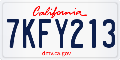 CA license plate 7KFY213