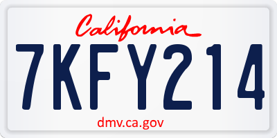 CA license plate 7KFY214