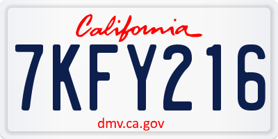 CA license plate 7KFY216