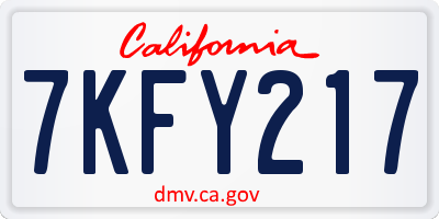 CA license plate 7KFY217